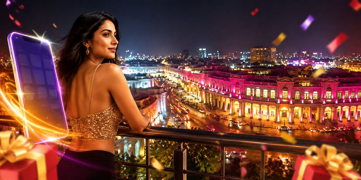 Casino neon lights in Connaught Place Delhi representing online gaming